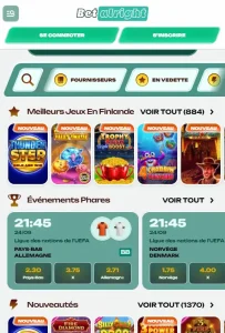 Interface Betalright affichée dans un navigateur sur smartphone